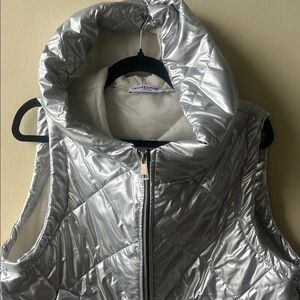 Shiny Silver Women's Quilted Vest
